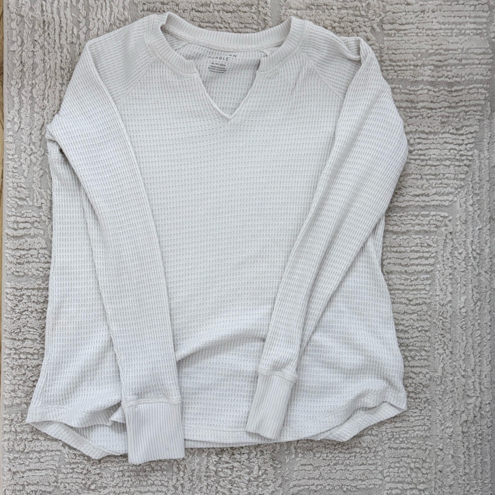 American Eagle Outfitters White Waffle Knit Top